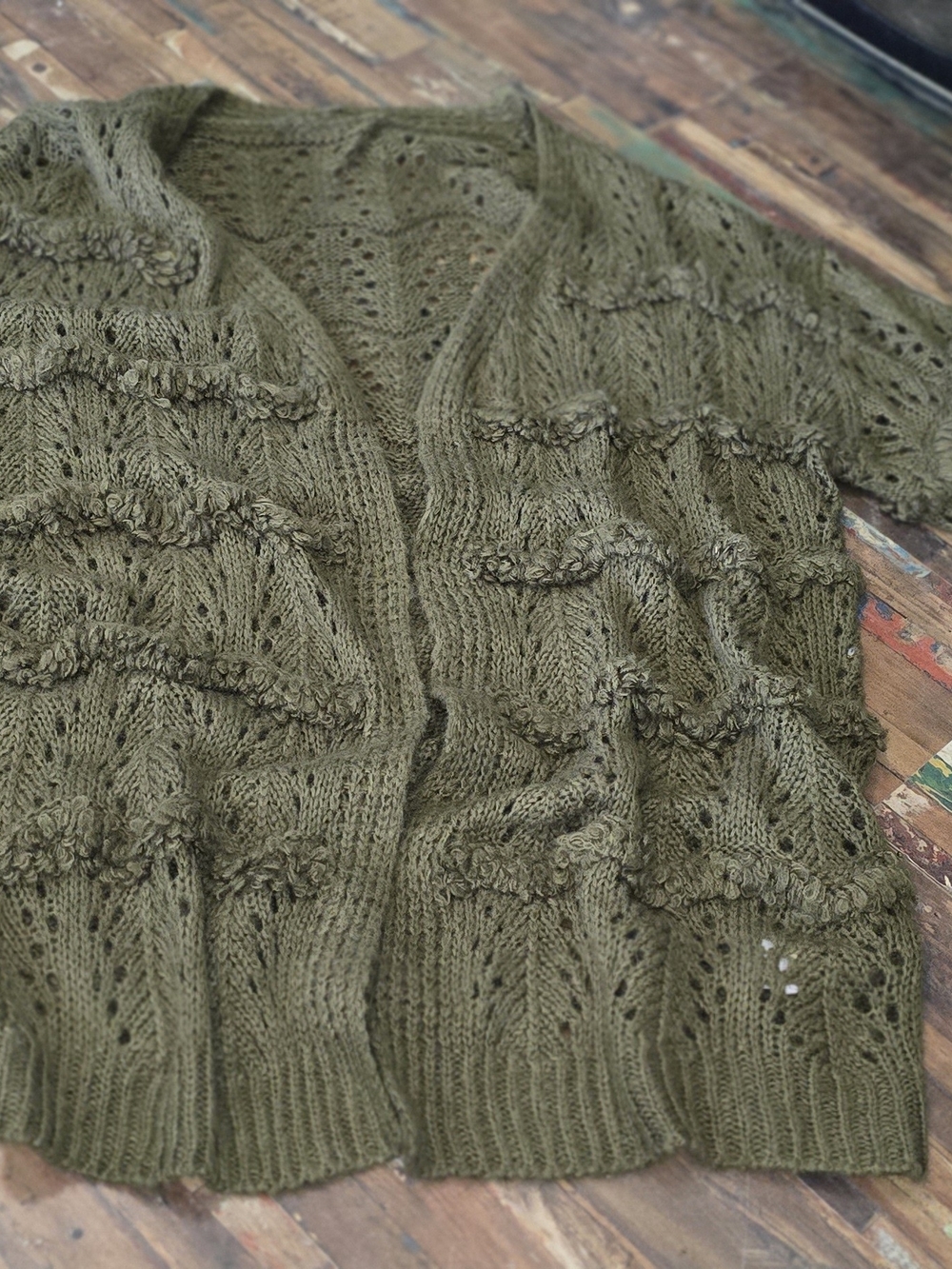 Olive Knit Open-Front Women’s Sweater Cardigan